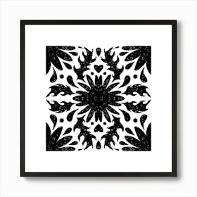 Black And White Floral Pattern 14 Póster