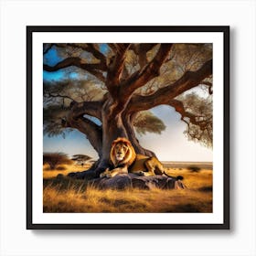 Lion Under The Tree 9 Art Print