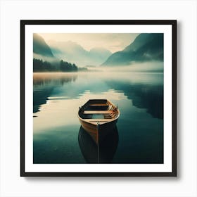 Lone Boat in a Lake 1 Art Print