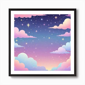 Sky With Twinkling Stars In Pastel Colors Square Composition 259 Art Print