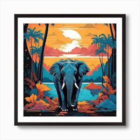 Elephant In The Jungle Art Print