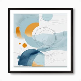 Abstract Minimalist Painting That Represents Duality, Mix Between Watercolor And Oil Paint, In Shade (1) Art Print