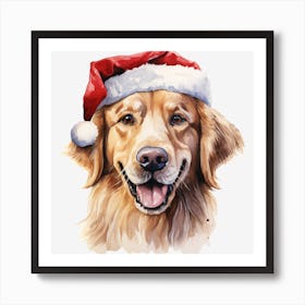 Golden Retriever Santa Hat 3 Art Print