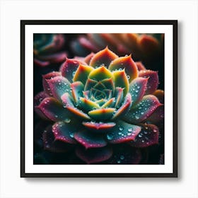 Succulent Flower With Water Droplets Art Print