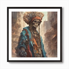 Skeleton In The City Sick Buddy ( Bohemian Design ) Art Print