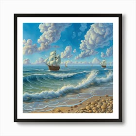 Sailing Ships In The Sea Art Print