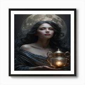 Young Woman Holding A Candle Art Print