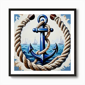 Ship anchor, Ropes, Oil painting 10 Poster