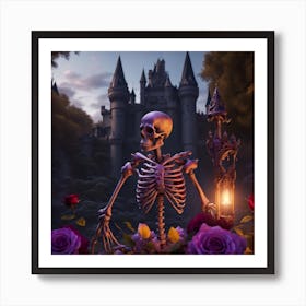 Skeleton With Roses 1 Art Print