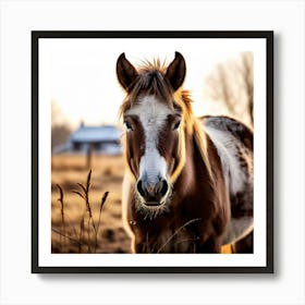 Horse Animal Grass Breeding Head Pasture Donkey Standing Farm Cute White Background Natu (3) Art Print