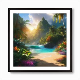 Tropical Landscape Painting 3 Art Print