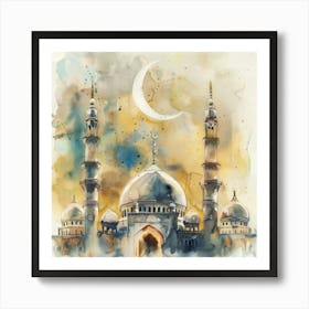 Watercolor Of A Mosque 2 Art Print