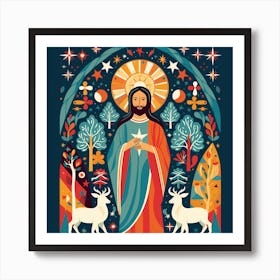 Jesus In The Forest 1 Art Print