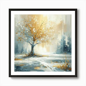 Lago Ghiacciato Abstract Painting Art Print