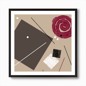 Decadence 3 - abstract art composition beige black white brown geometry modern minimal contemporary square Art Print