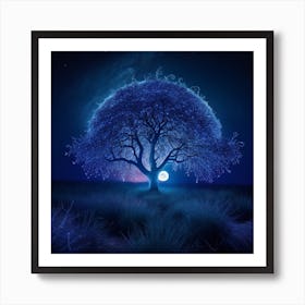 Lone Tree At Night 1 Art Print