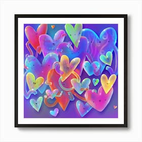 Kawaii rainbow glass Hearts Art Print