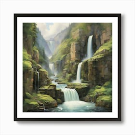 Waterfall art print Art Print