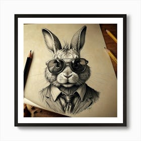 Rabbit In Glasses 1 Art Print