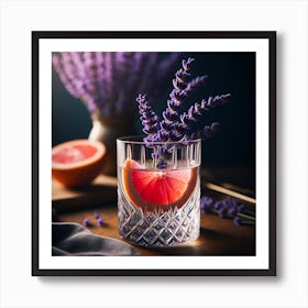 Grapefruit Cocktail With Lavender Art Print