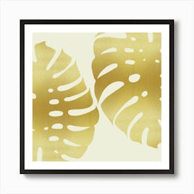 Golden tropical leaf 7 Art Print