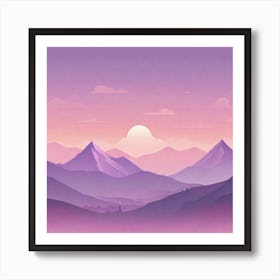 Misty mountains background in purple tone 13 Art Print