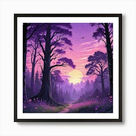 Forest Sunset In Road Art Print (2) Art Print