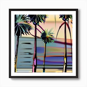 Palm Trees At Sunset 1 Art Print