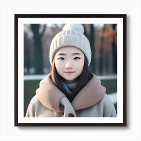 Asian Girl In Winter Art Print