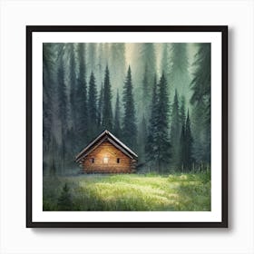 Cabin in the woods Art Print