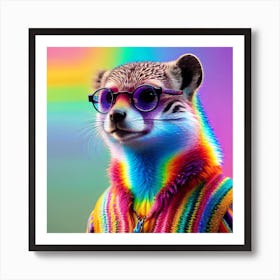 Rainbow Meerkat psychedelic Art Print