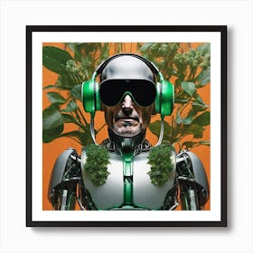 Robot With Plants 1 Art Print