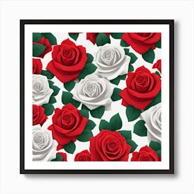 Red And White Roses Art Print