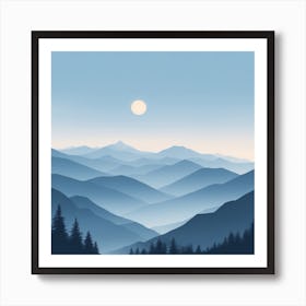Misty mountains background in blue tone 22 Art Print