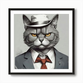 Cat In A Suit Poster