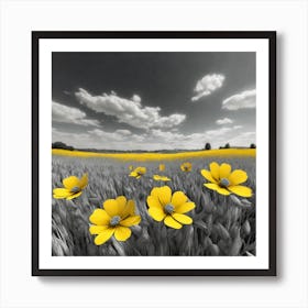 Yellow Flowers In A Field 22 Art Print