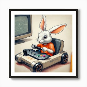 Rabbit In A Car 5 Art Print