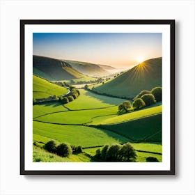 Sunrise Over Rolling Hills Art Print