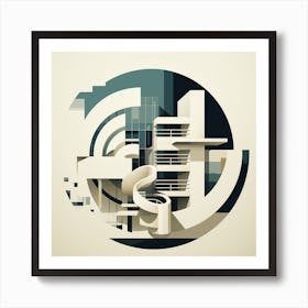 Abstract Art Of Modern Building Geometric Shape Art Print