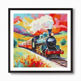 Brightly Coloured Train Art Print