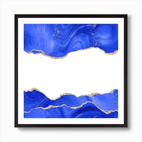 Royal Blue & Gold Agate Texture 06 Art Print