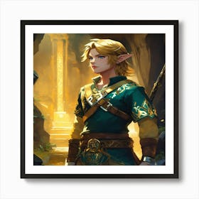 Portrait Of Link A Black And Gold Tunic (1) Art Print