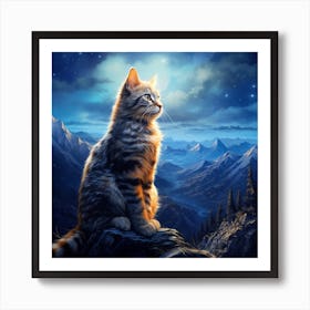 Cat In The Night Sky Art Print