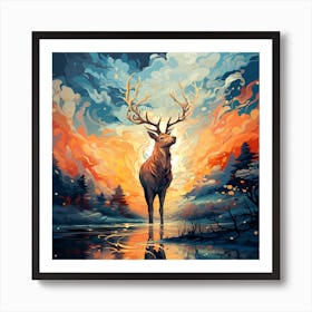 Deer Painting 1 Art Print