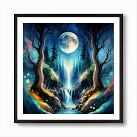 Full Moon In The Forest Affiche