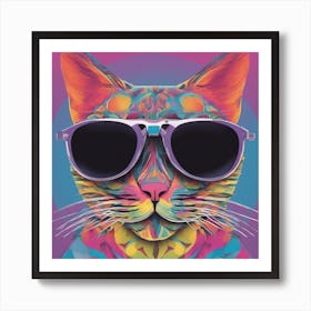 Cat, New Poster For Ray Ban Speed, In The Style Of Psychedelic Figuration, Eiko Ojala, Ian Davenport (1) Art Print