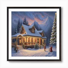 Christmas At The Cabin Art Print