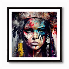 Powerful American Native Warrior Woman  #5 Art Print