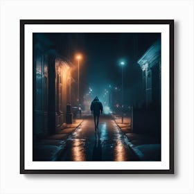 Dark Street At Night Art Print