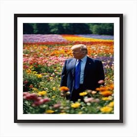 President Trump In A Flower Field Art Print